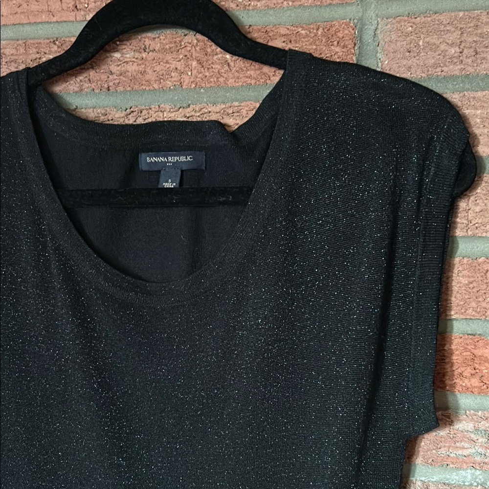 Banana Republic Glittery Black Short Sleeve Top